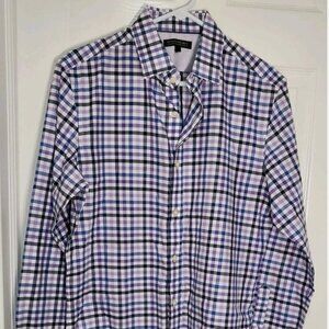 Banana Republic Men's Blue Purple Plaid Long Sleeve Shirt Size MD